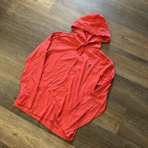 Polo Ralph Lauren Long Sleeve Hooded T Shirt Hoodie Men's Sz Medium Red READ‎